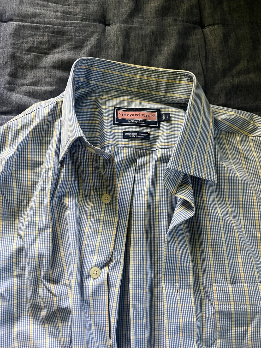 Vineyard Vines Blue and Yellow Plaid Button-Down Shirt size large
